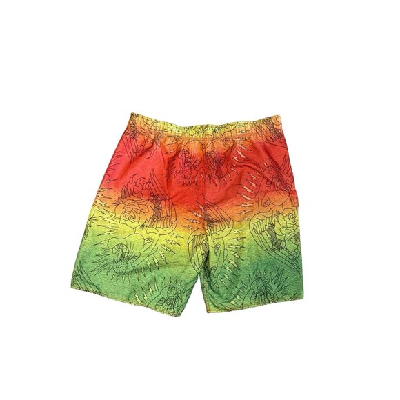 NWT ED HARDY Men's Swim Trunk LIGHTNING TIGER BOARD SHORTS Orange Green Size XL - Picture 2 of 2